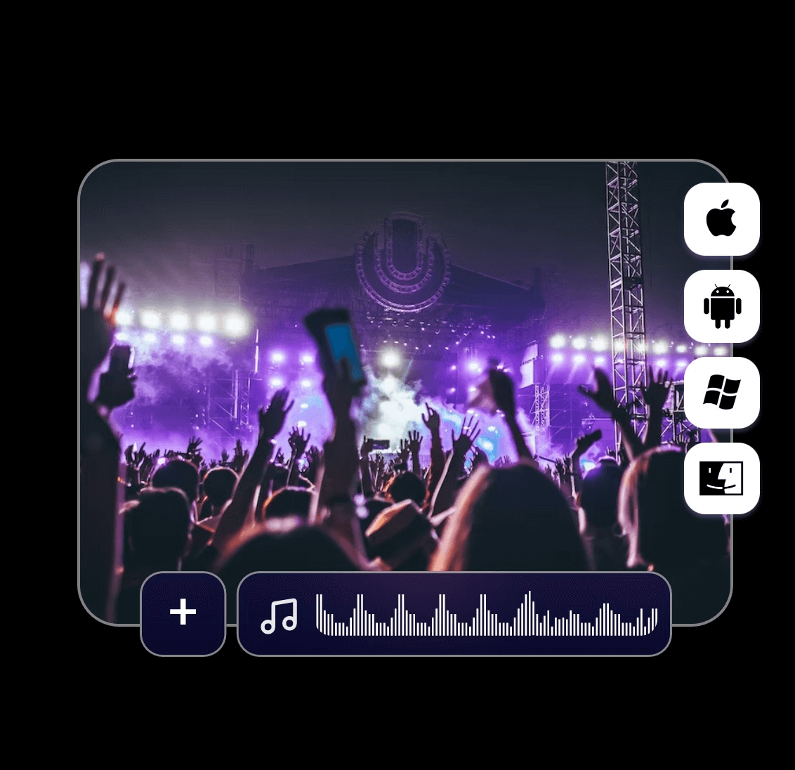 Add music to a live music video on any platform