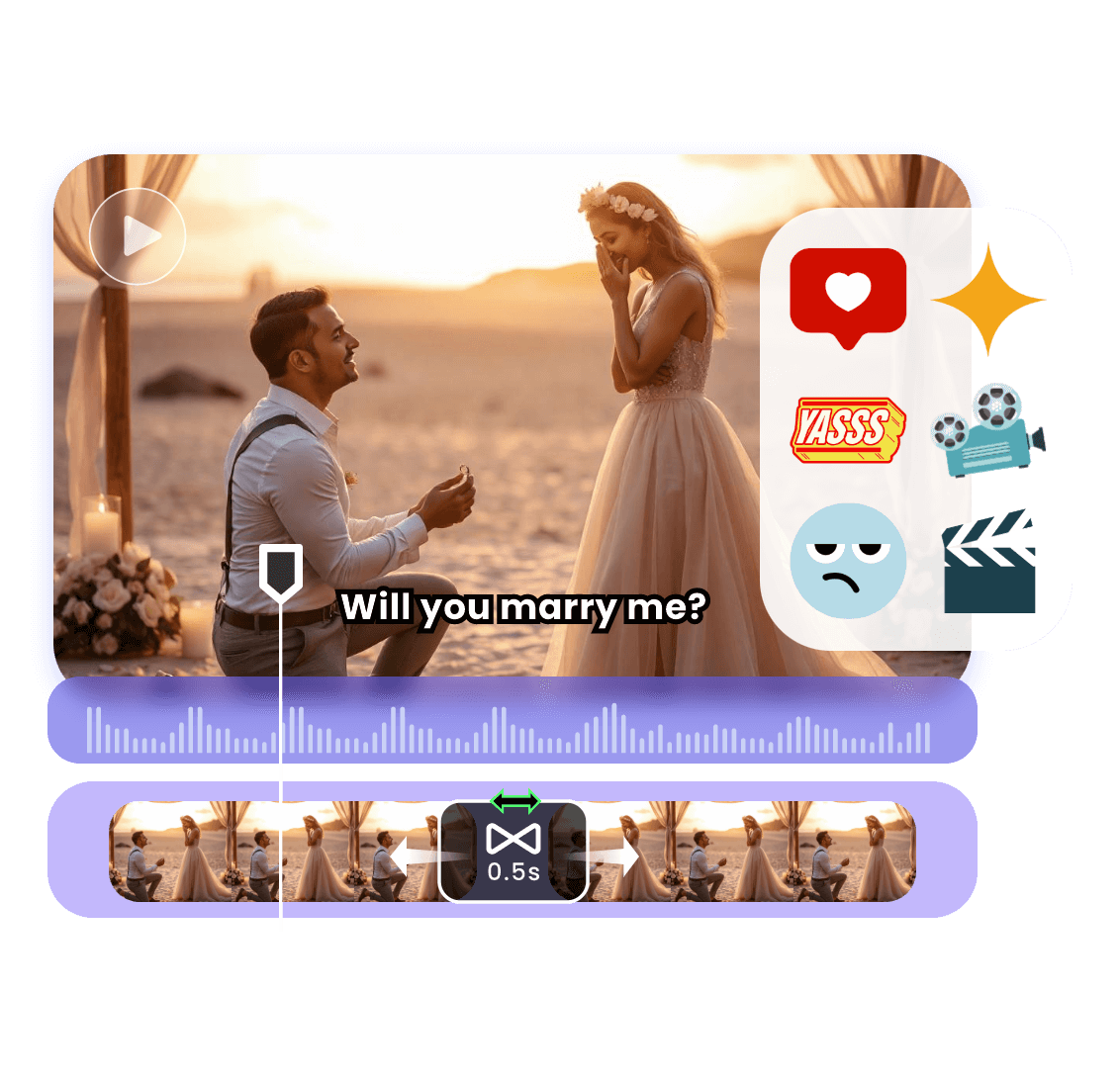 Add subtitle and audio to edit the ai generated proposal video