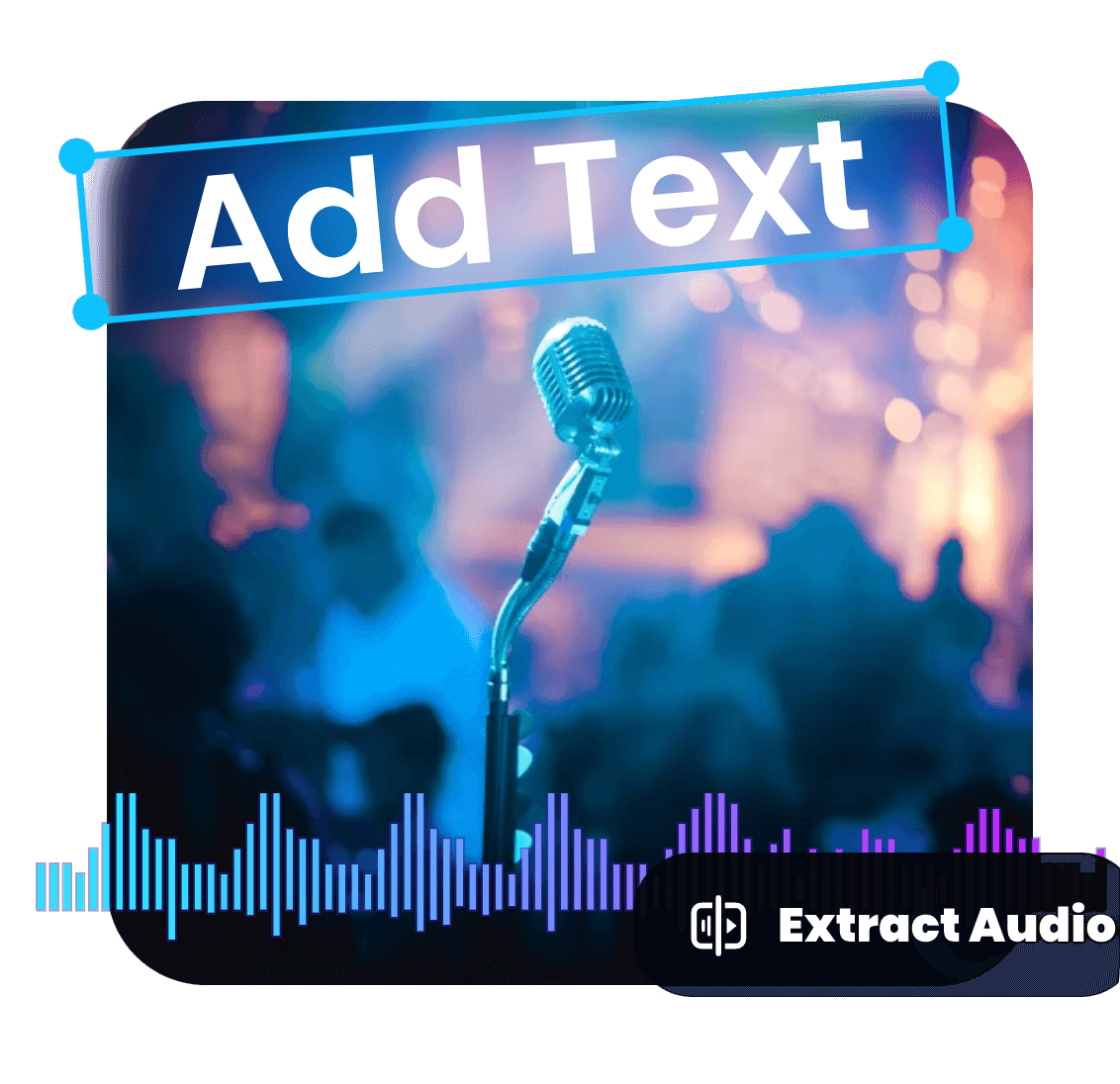 Add text and other elements to a video and extract audio from this video