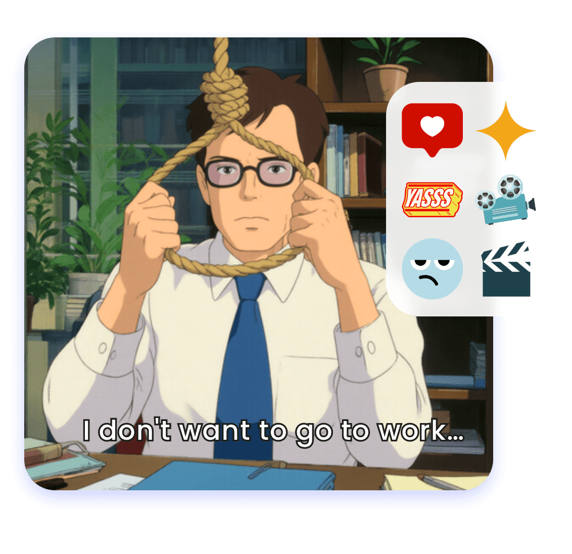 Add text and sticker to ghibli memes