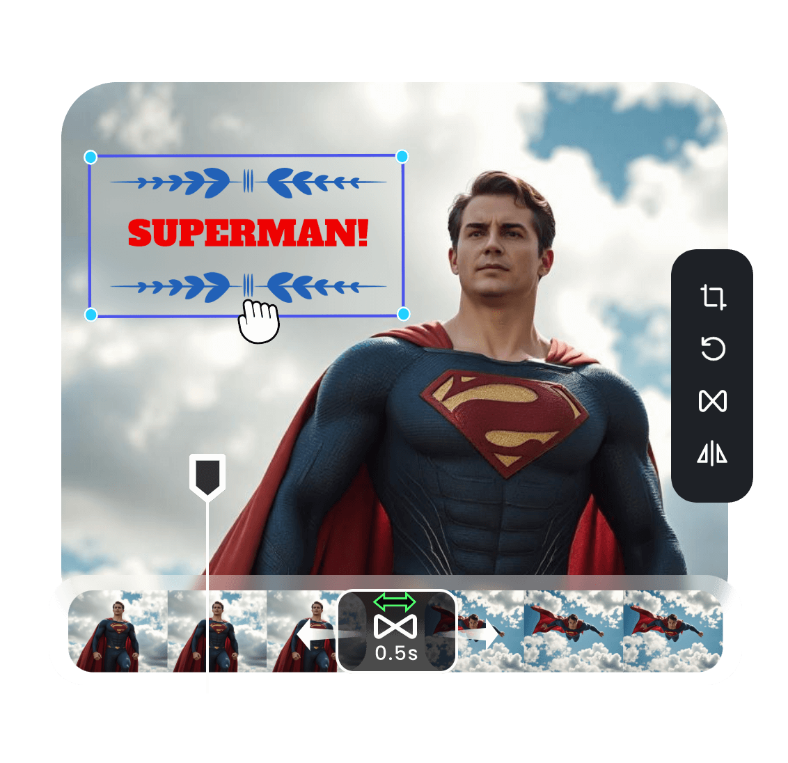 Add text and transitions to your Superman video to polish it