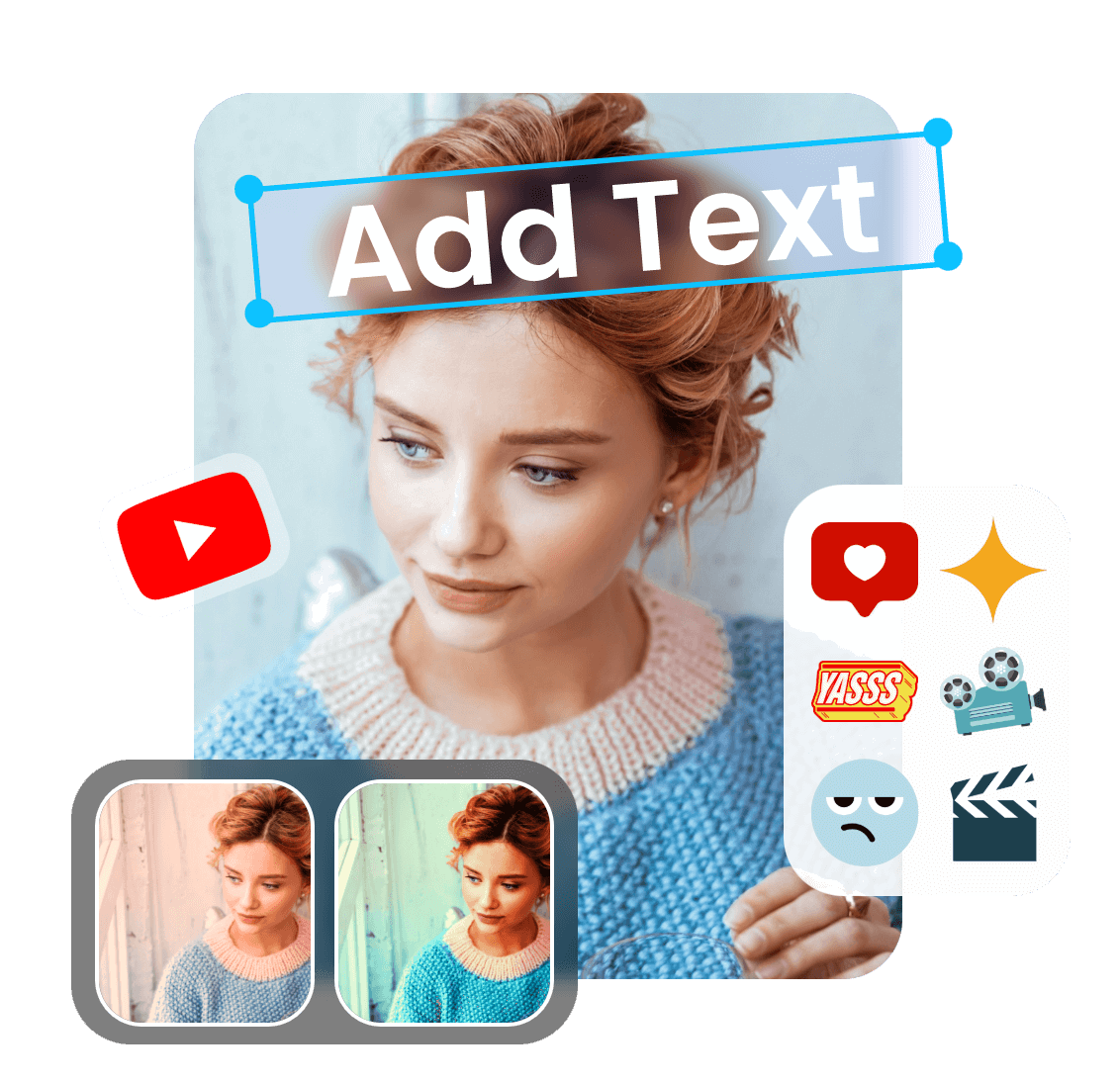 Add text filters stickers and more to a youtube video