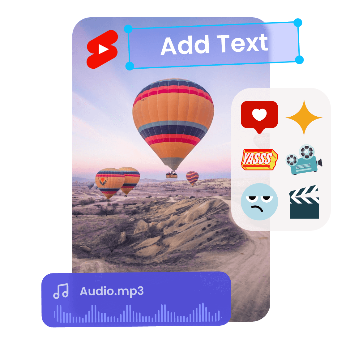 Add various elements to a hot air balloon youtube short