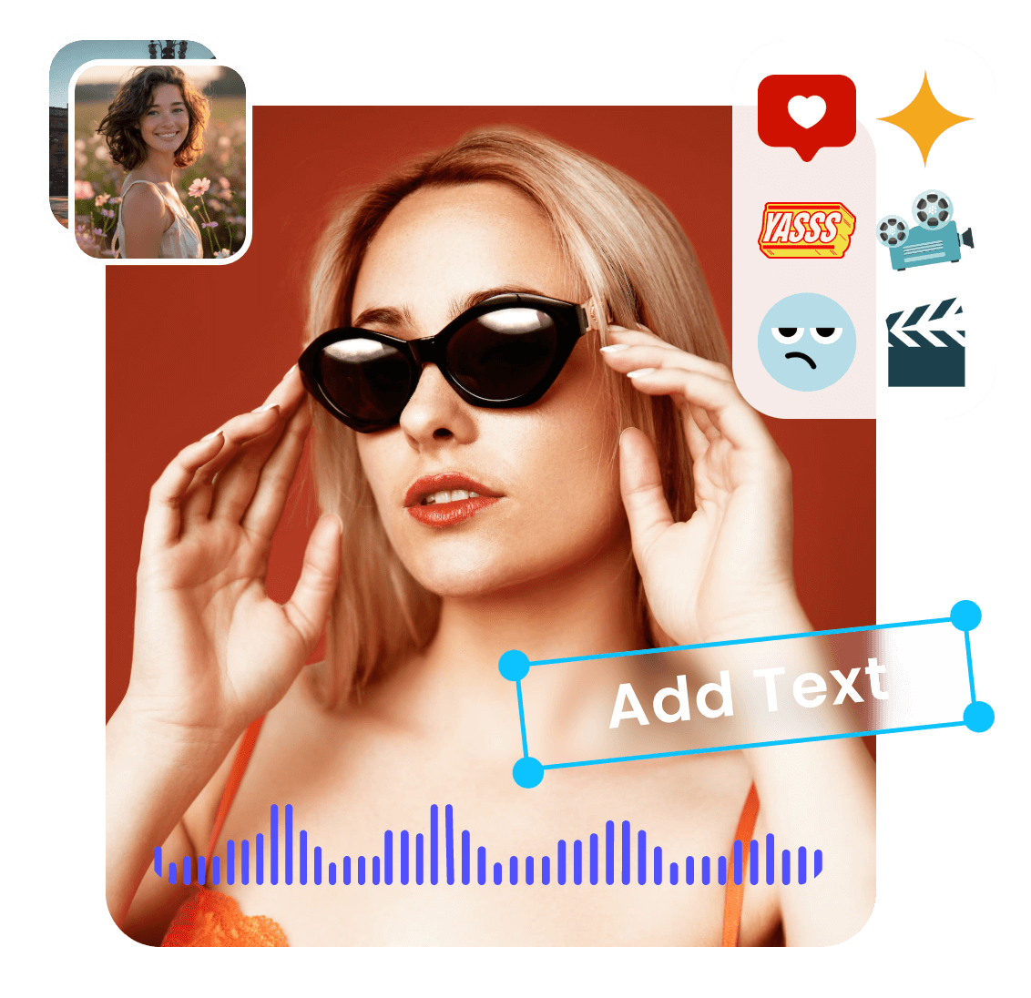 Add various elements to a stop motion video of a stylish girl