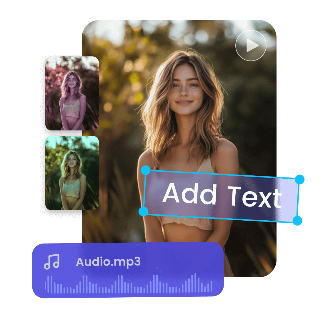Add various elements to a video of a pretty girl