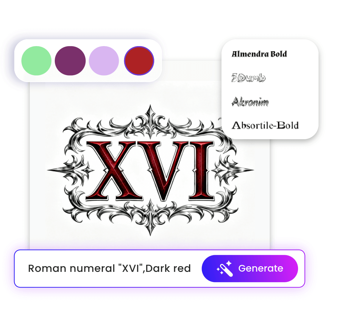 Adjust elements and details of the roman numeral tattoo by entering a prompt