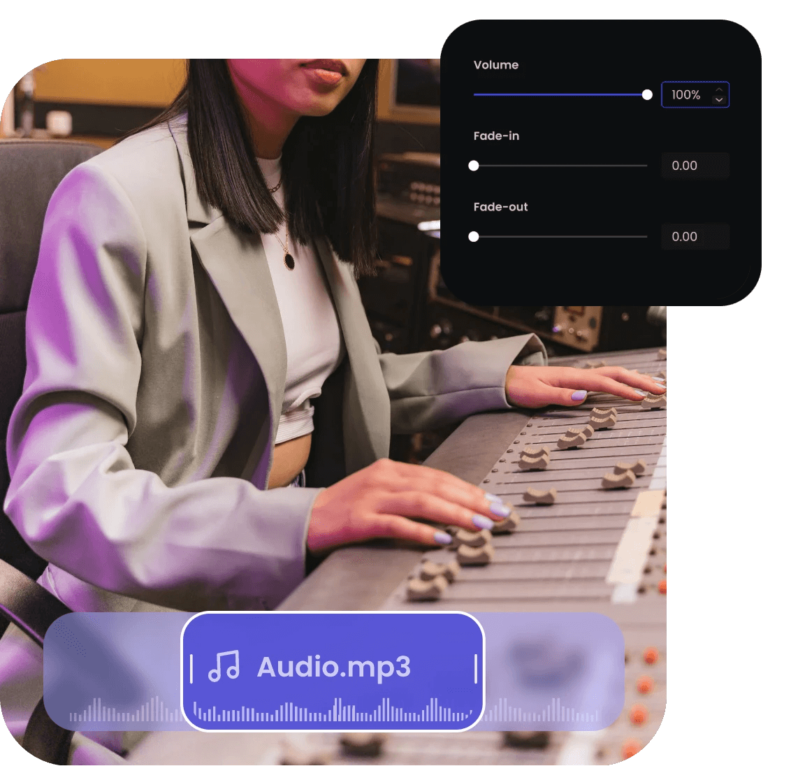 Adjust the audio as you like in clipfly