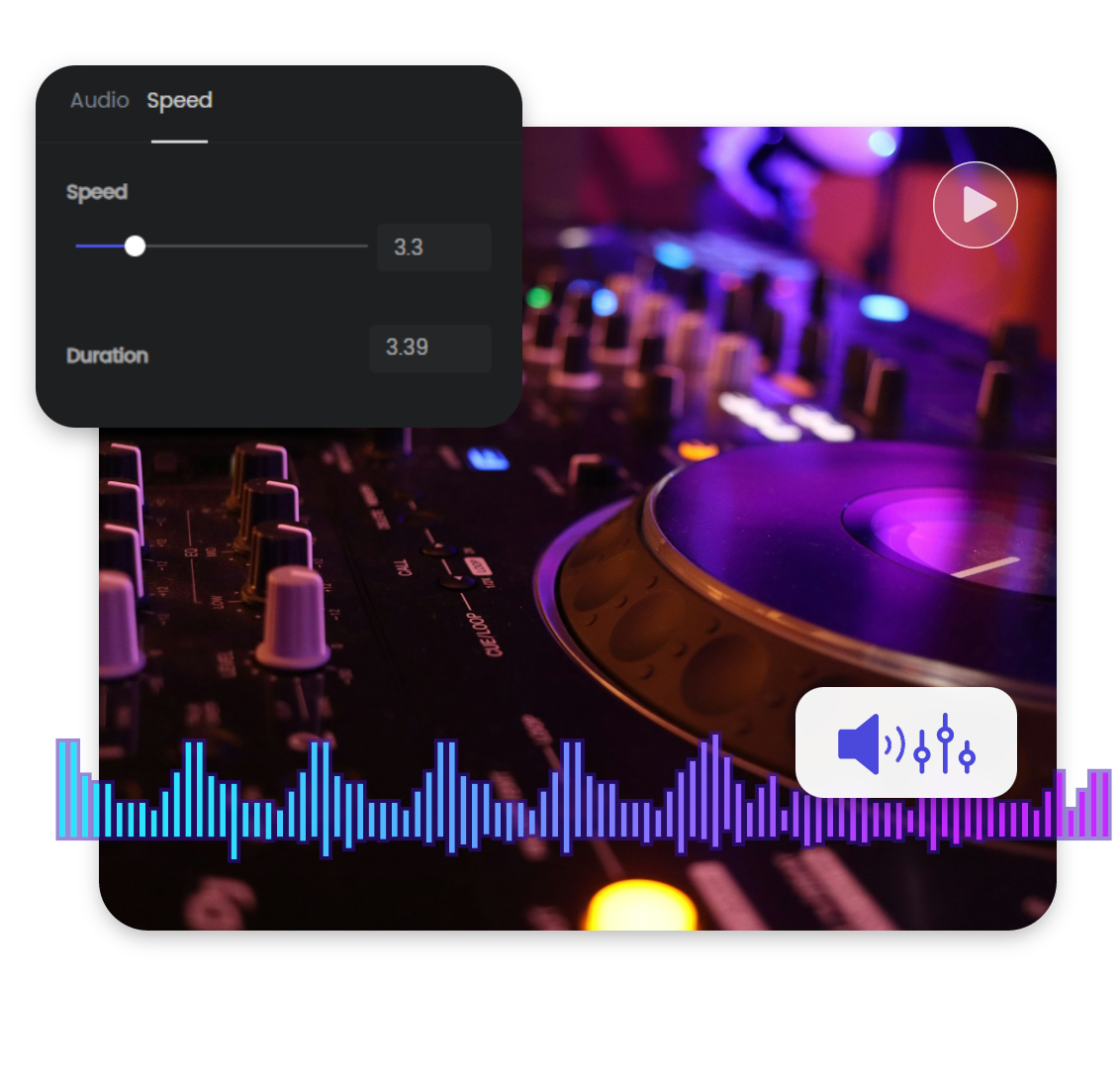 Adjust volume speed duration to edit your audio file
