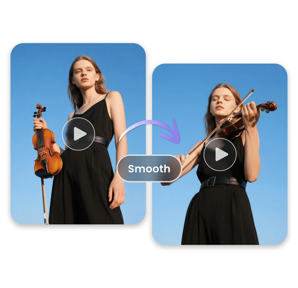 Ai extend a video of a violin playing girl with smooth transitions