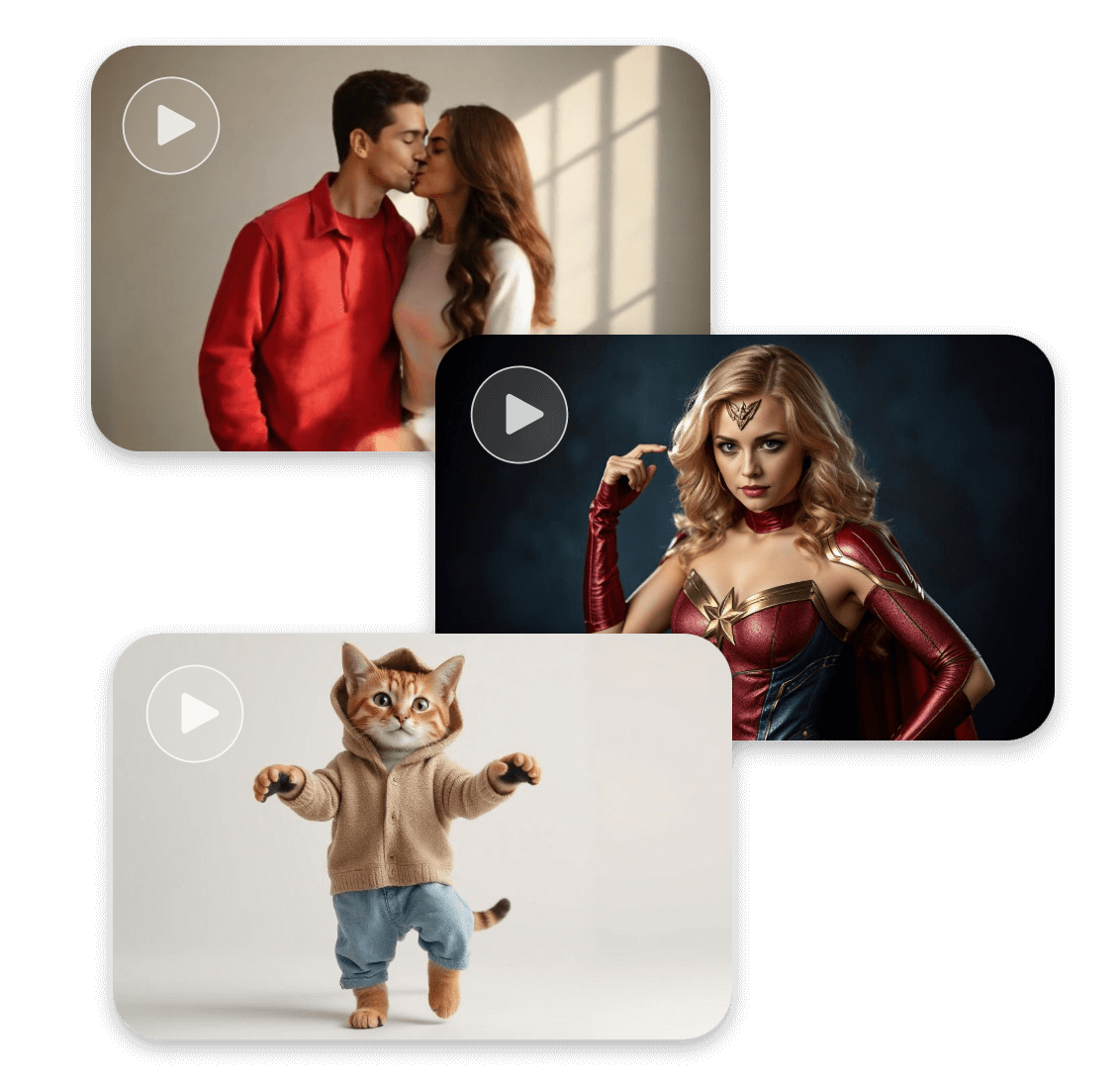 Ai generated videos of dancing changing costumes and kissing