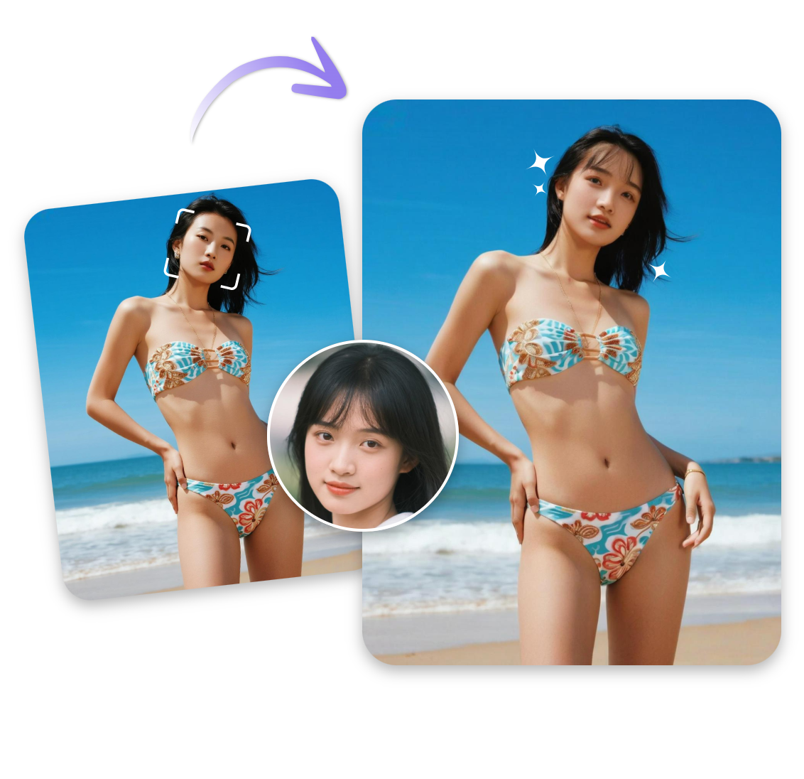 アイコラでグラビア水着写真を生成