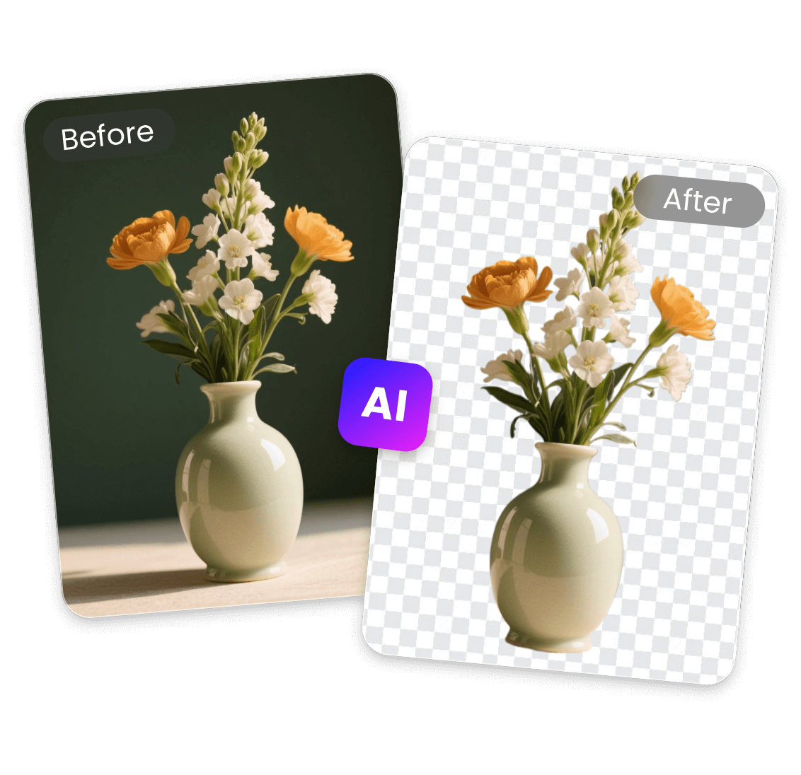 Ai recognizes objects to create transparent pngs