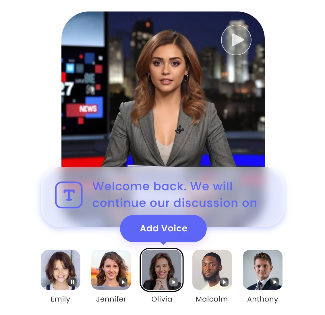 anime uma foto de uma apresentadora e faça-a falar o texto inserido