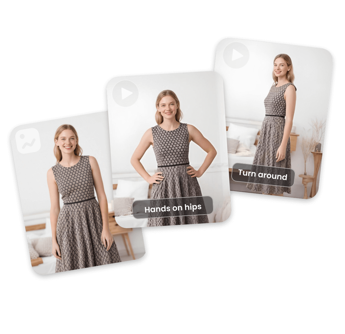 Animate a photo of a girl with a long dress and customize her actions through text