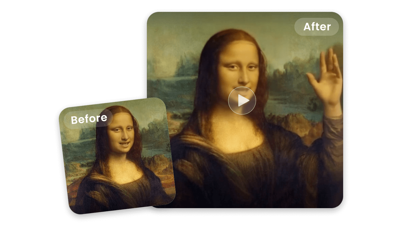 Animate a photo of mona lisa to make her wave hello