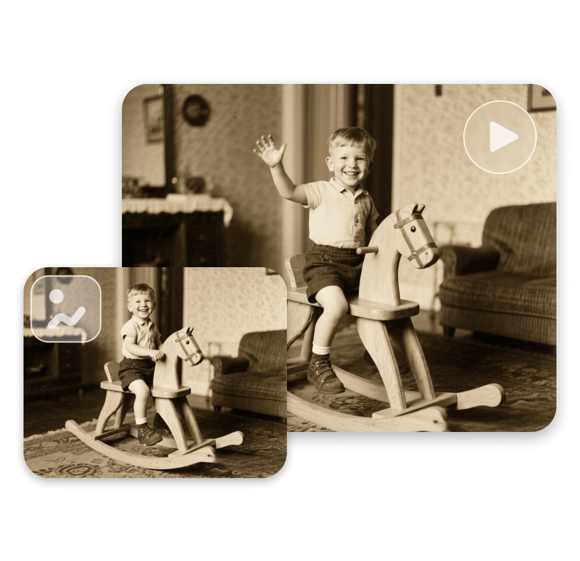 Animate an old photo of a little boy to relive youthful memories