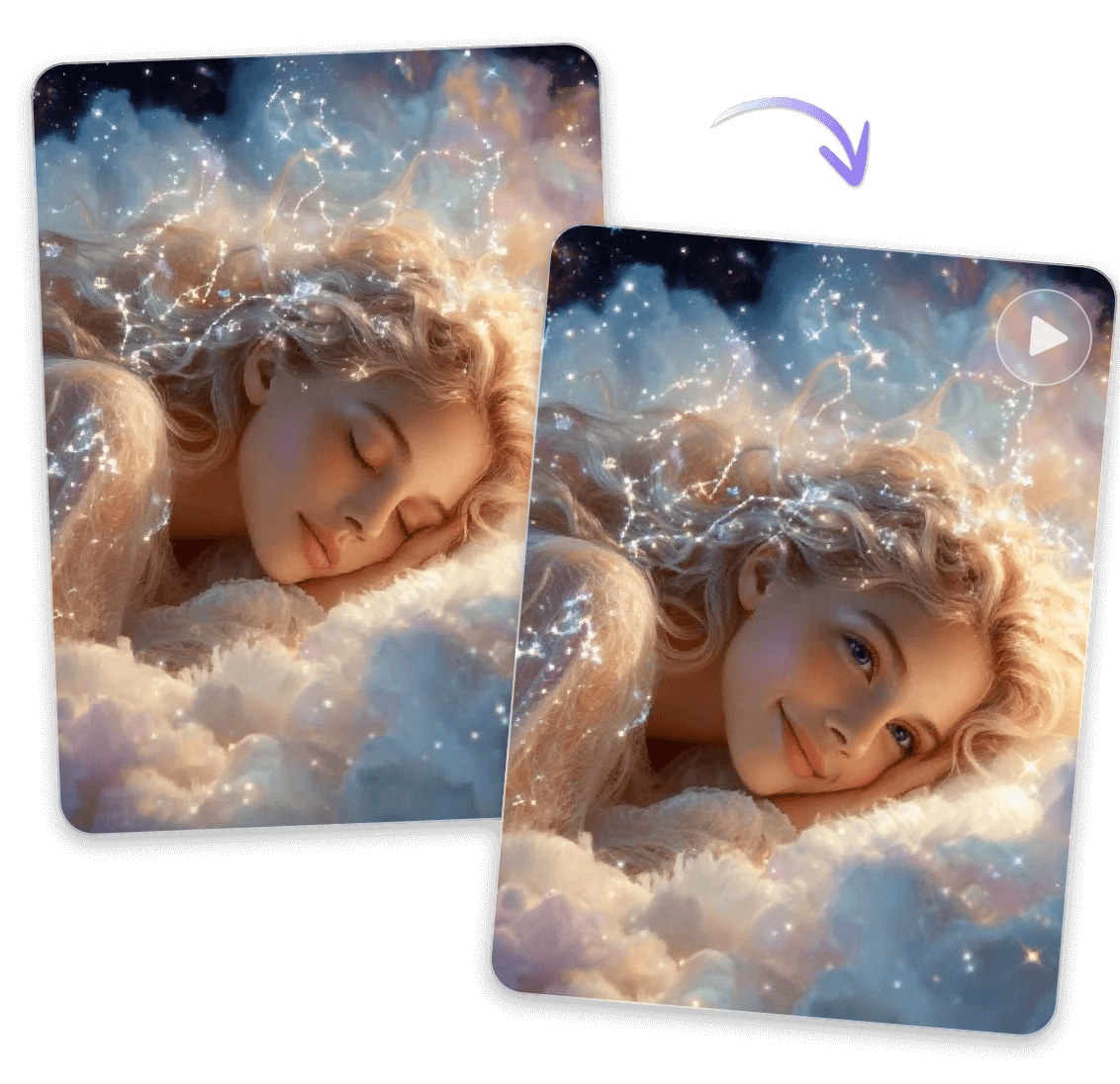 Animate the beauty photo generated by clipfly free online ai video generator