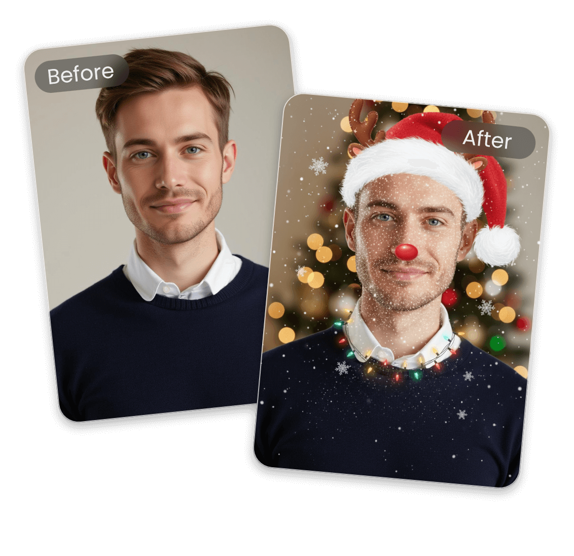 ワンクリックで写真にクリスマスフィルターを適用