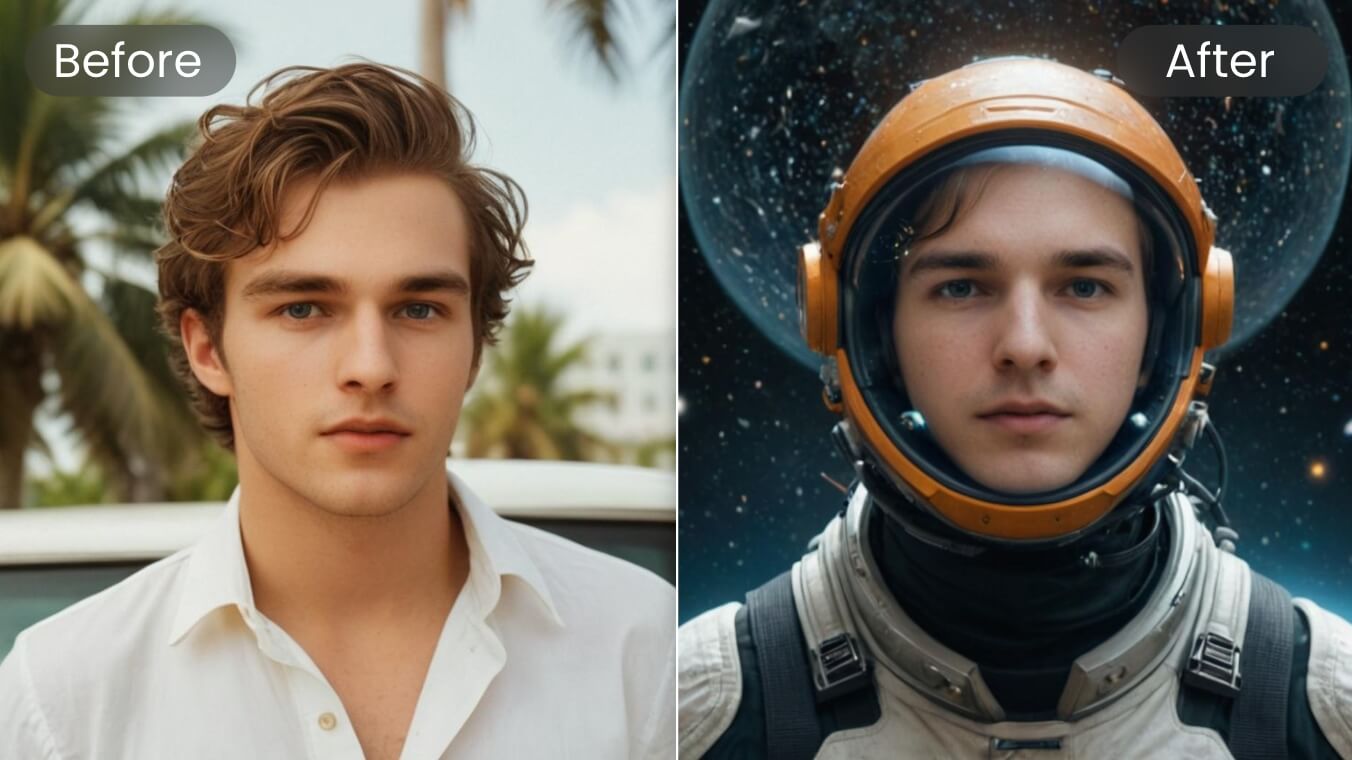 Crie um avatar criativo de astronauta para um homem