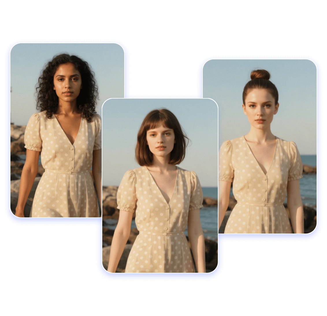 Change a female models head into various different looks