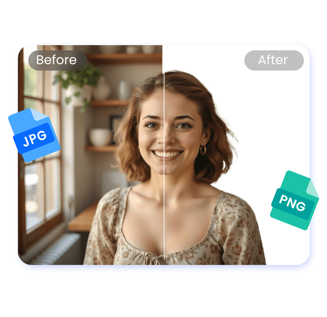 Change background of a beautiful girl image in different formats to white