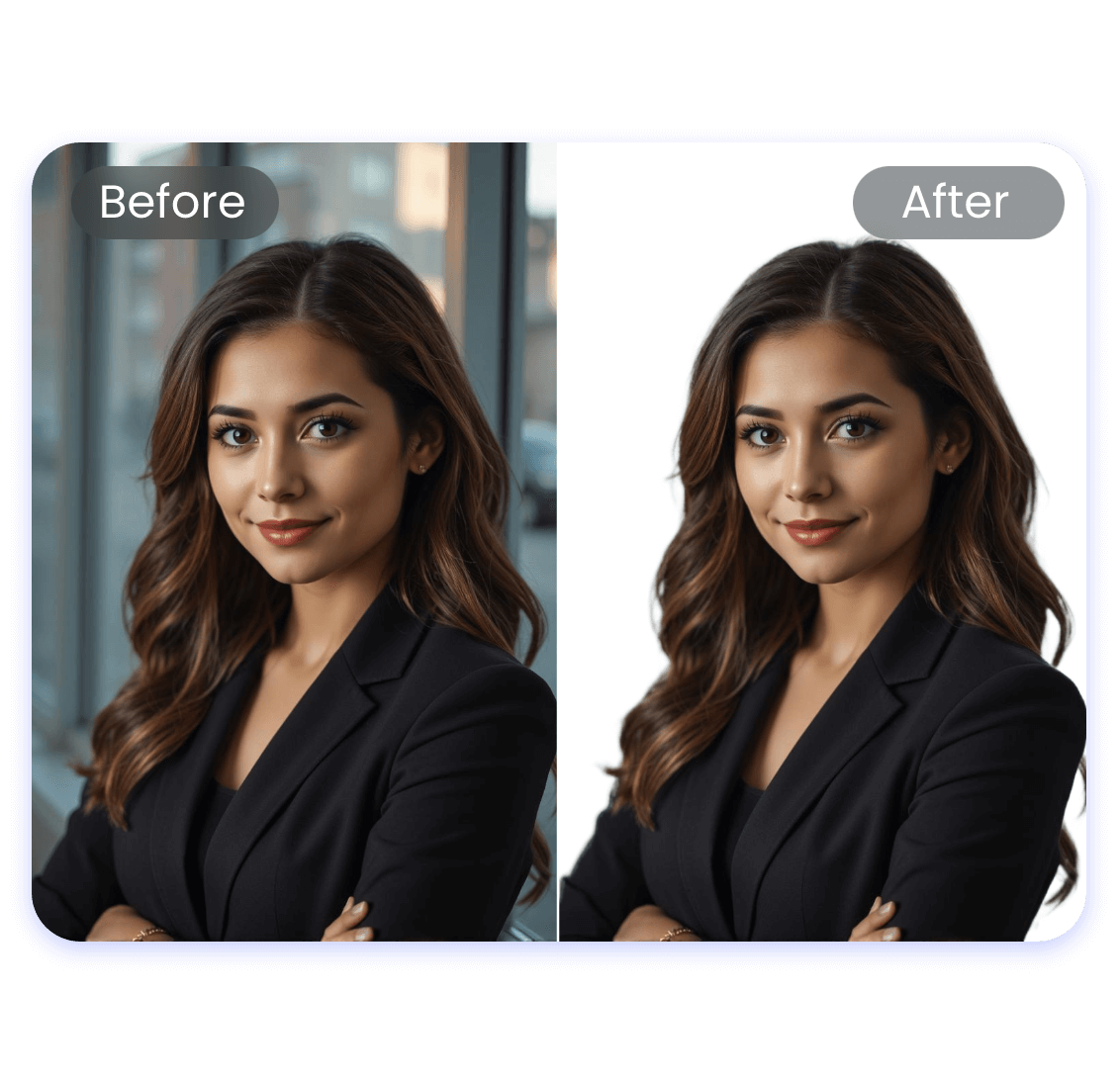 Change background of an image of a woman in suit to white