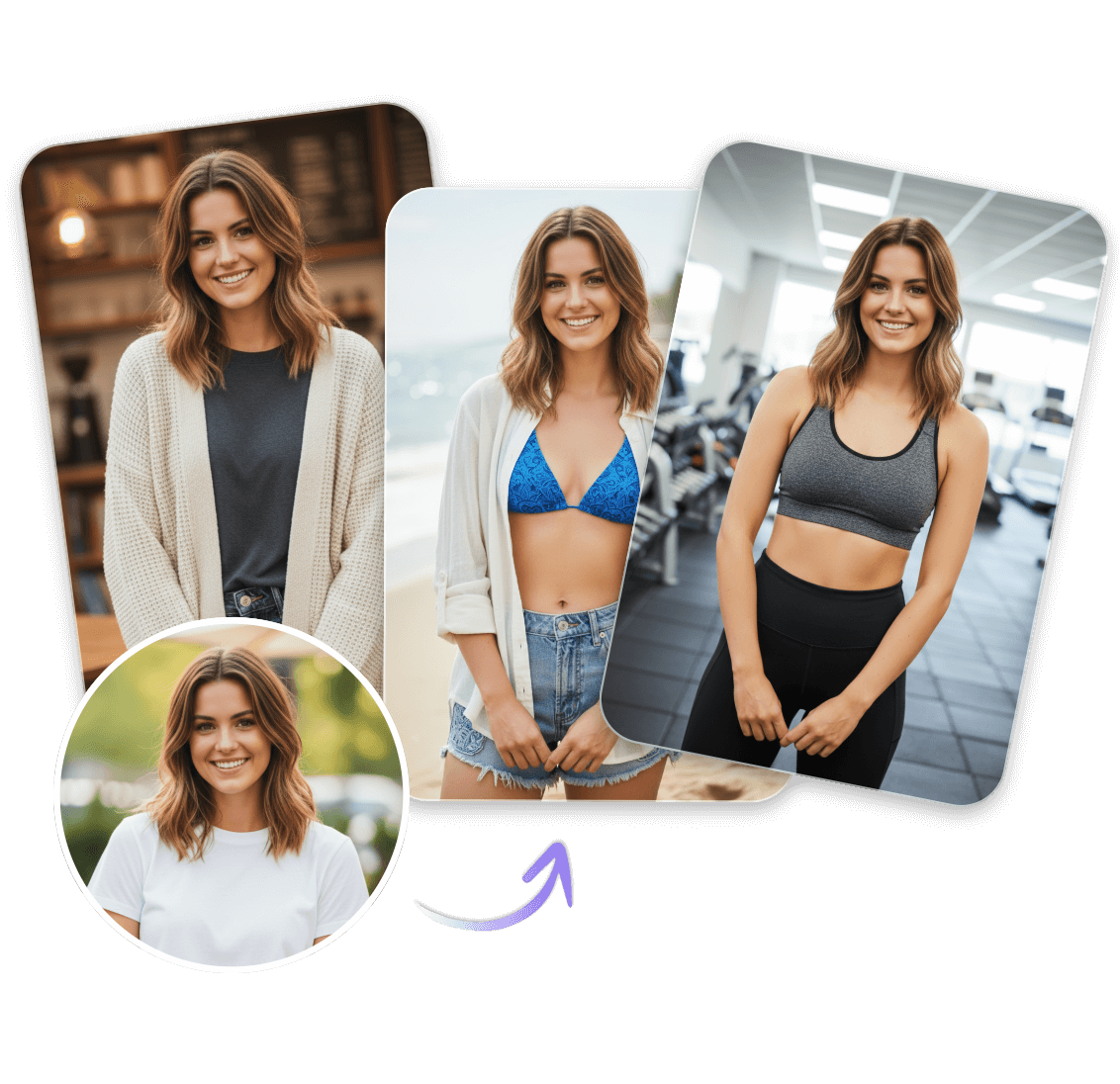 Change clothes and background for the woman with clipflys gempix 2 ai image editor