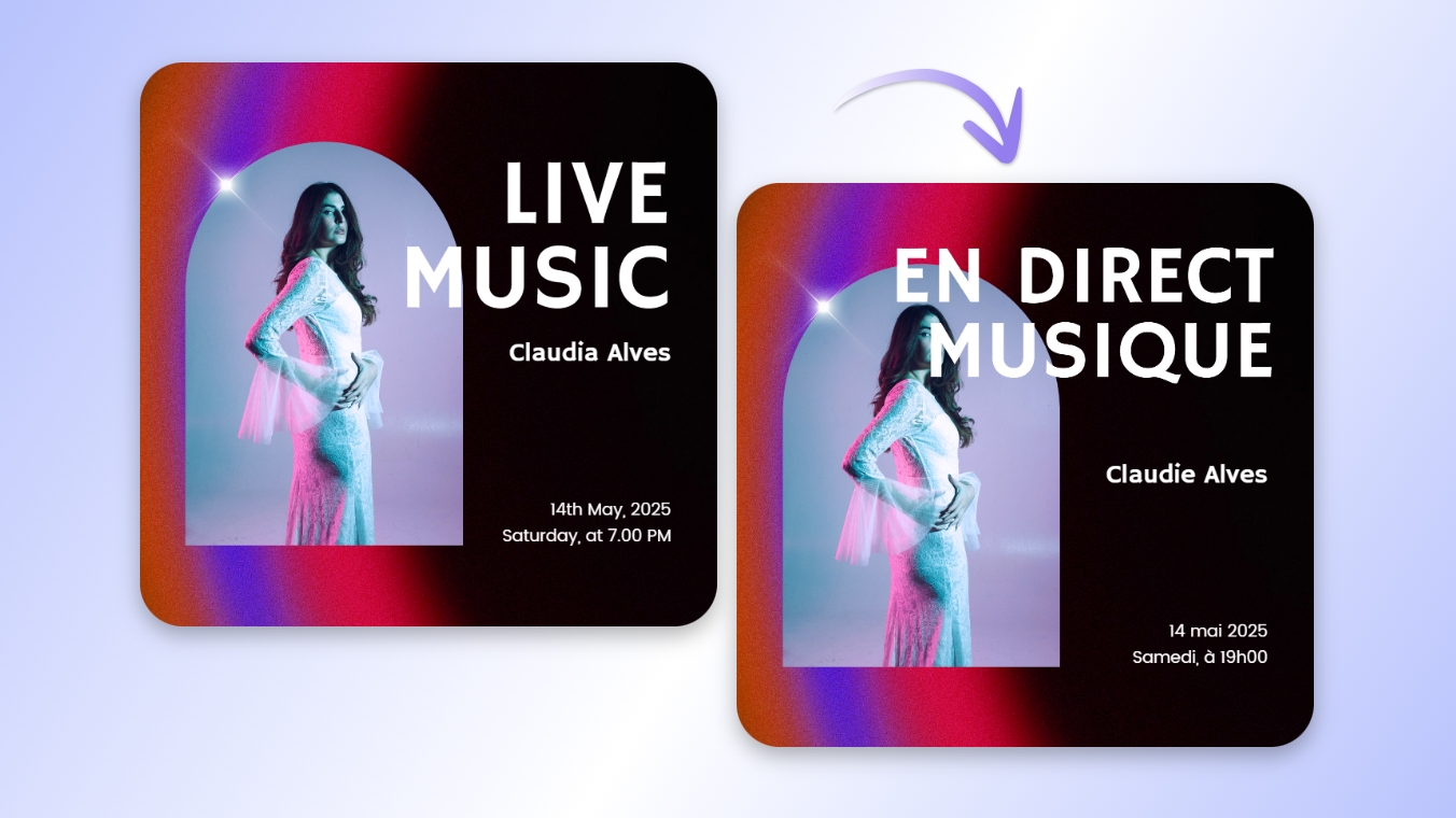 Change text in photo for social media