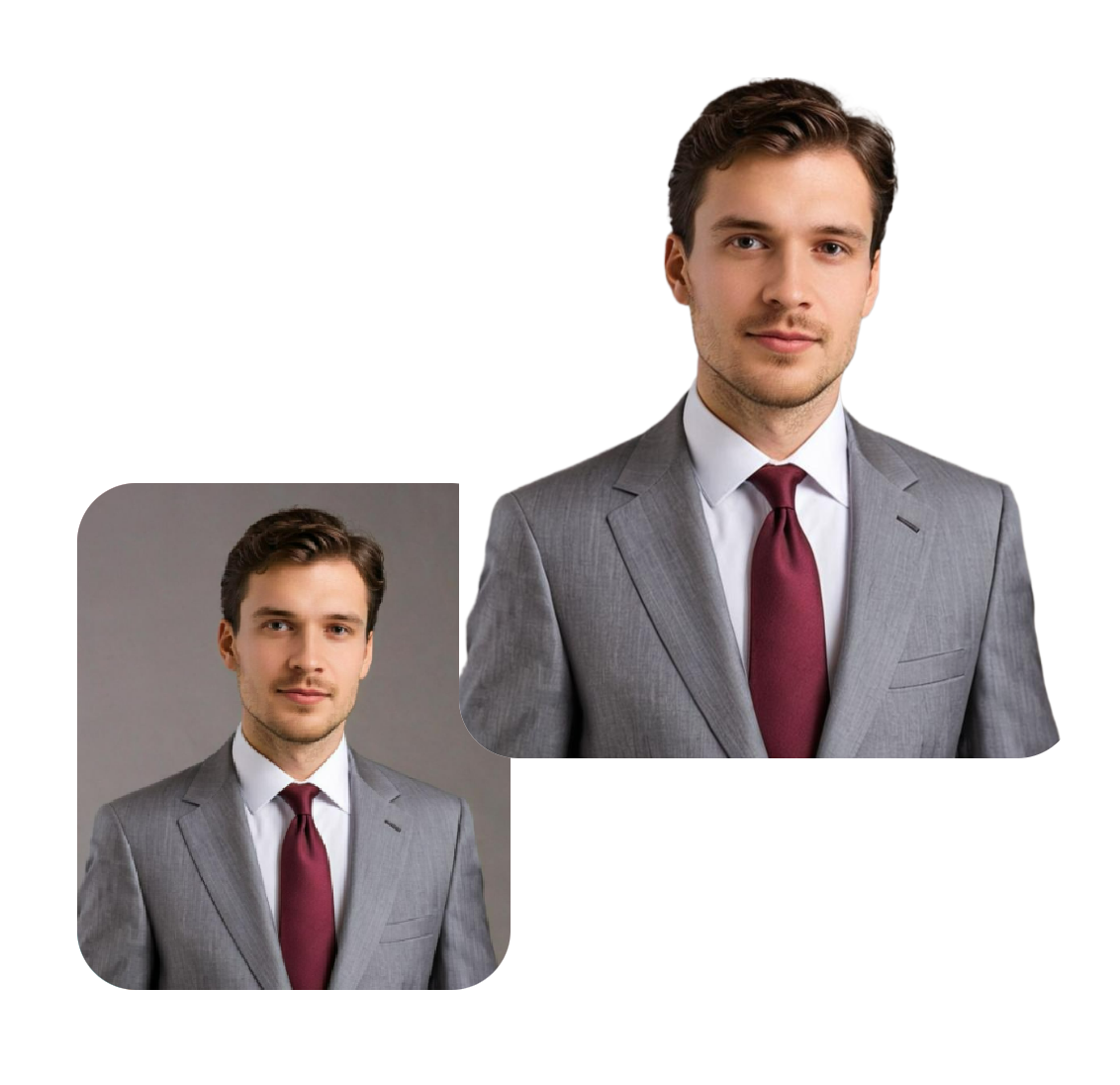 Change the bg color of a male portrait photo from grey to white to make an id photo