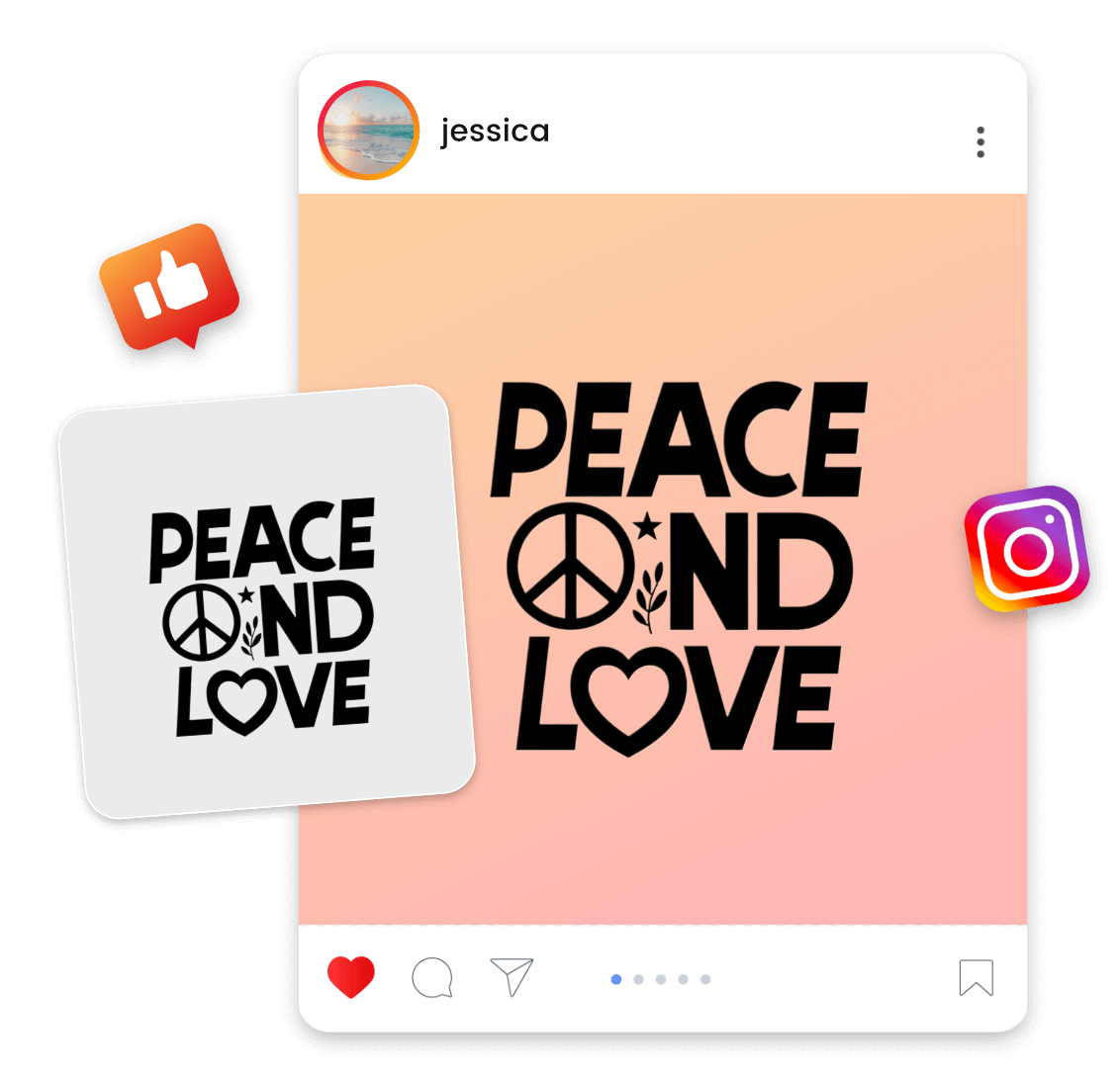 Change the bg color of a text png file and share it on social media