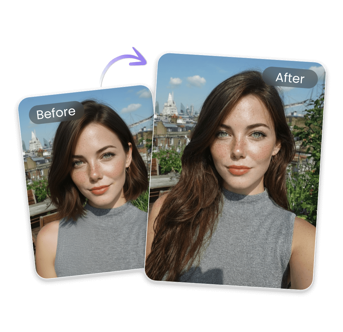 Change the hairstyle of a girl to long hair