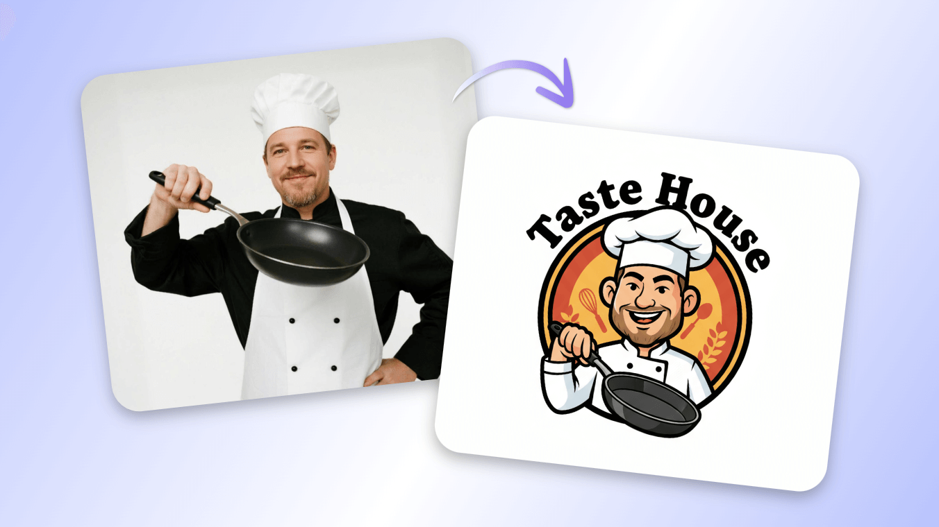 Clipfly caricarture maker turn a chef photo into a vivid caricature brand logo
