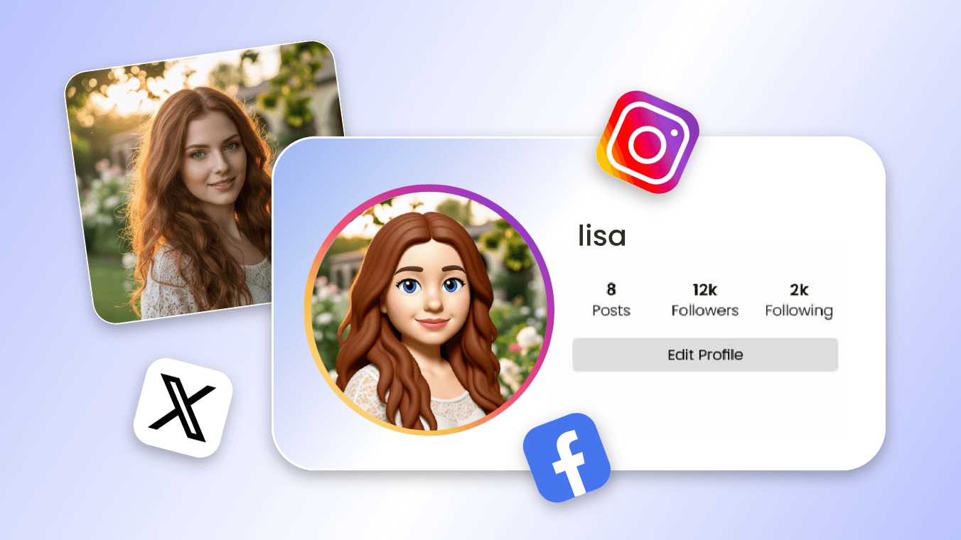 Clipfly online image to emoji converter for making personal avatar from a red haired woman