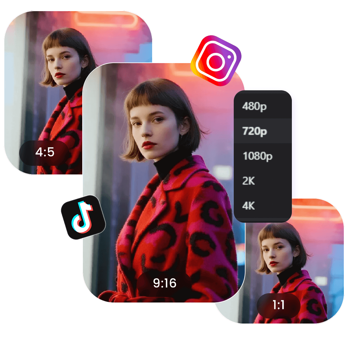 Clipfly video speed changer has various aspect ratio for different social media platform
