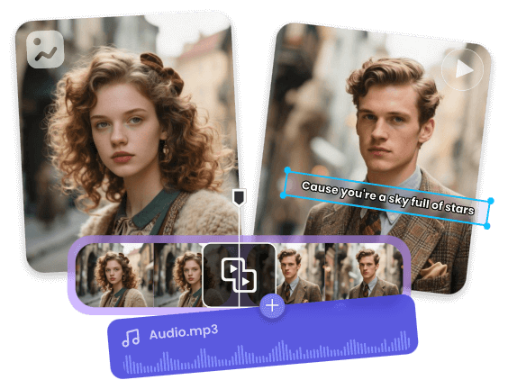 Combine and edit two animated pictures in clipfly