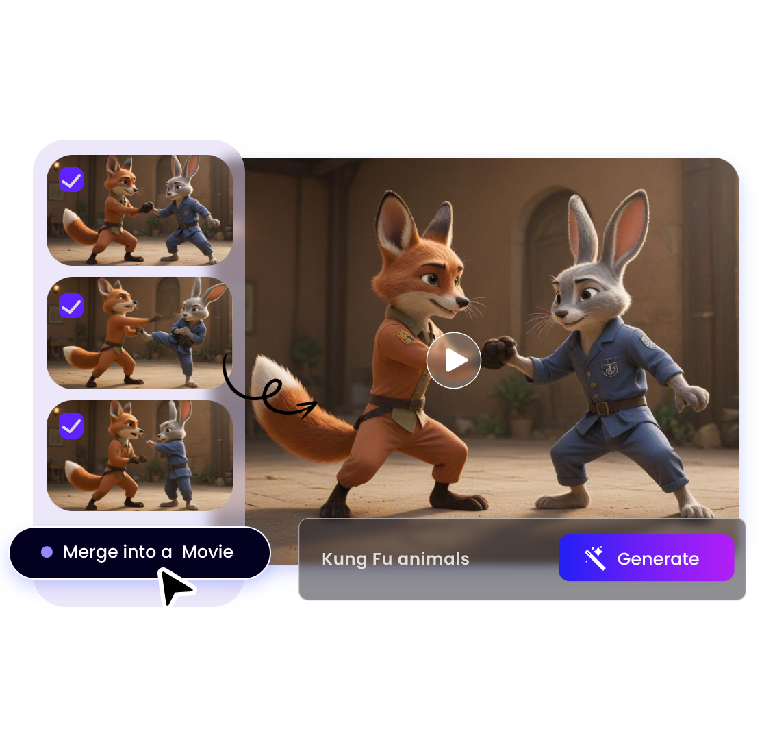 Combine your marital arts fighting clips into a complete storyline in clipfly