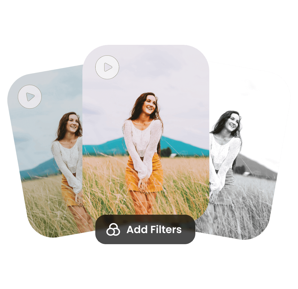 Comparsion of adding three filters to the same video
