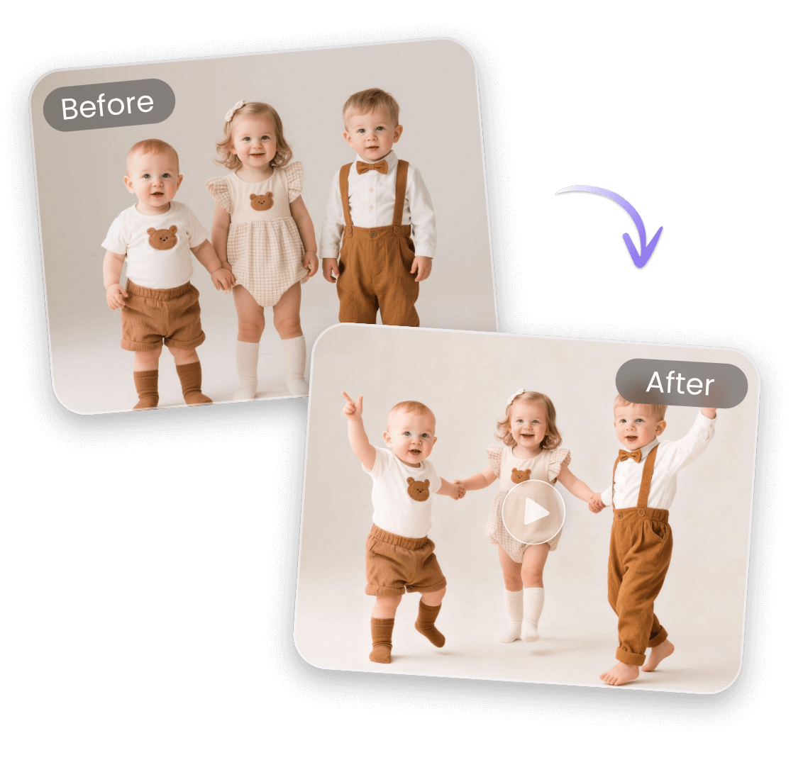 將多寶寶合照轉換為 AI 群體跳舞影片