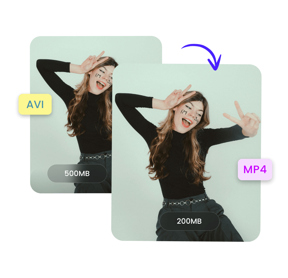 Convert a girl with scissorhands avi video to MP4 format and compress its size