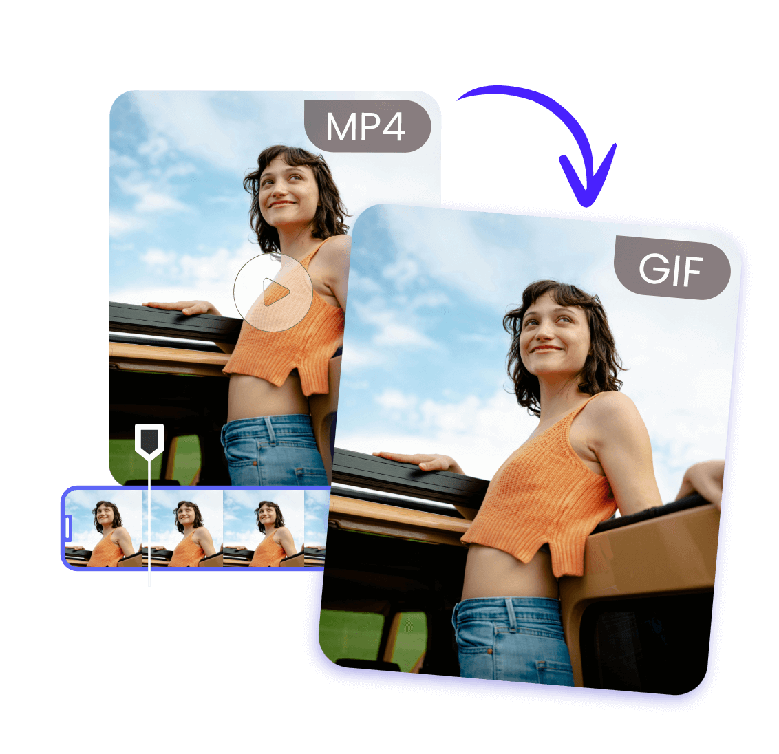 Convert a mp4 video with a beautiful female to gif in clipfly