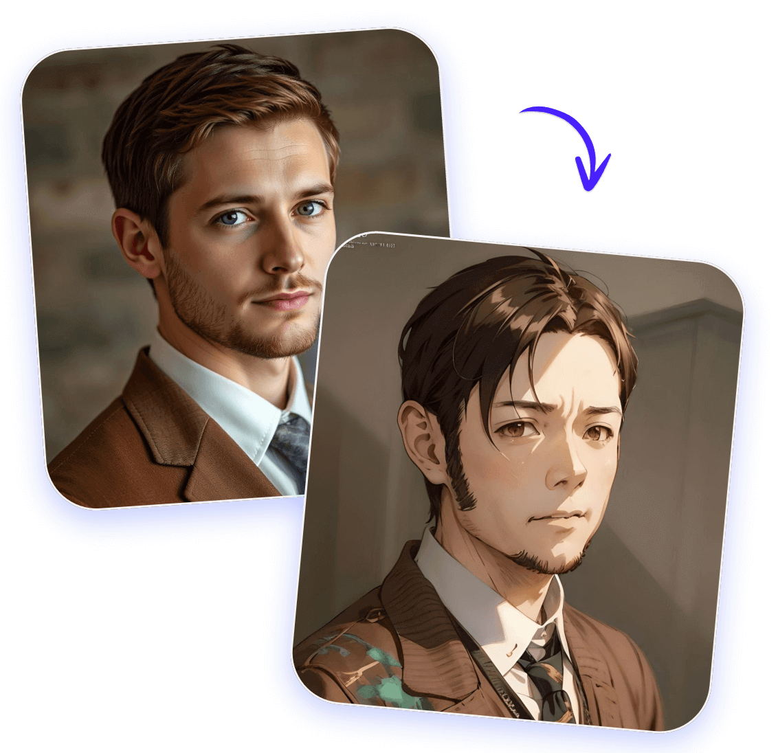 Converter uma imagem de um homem em estilo de desenho animado