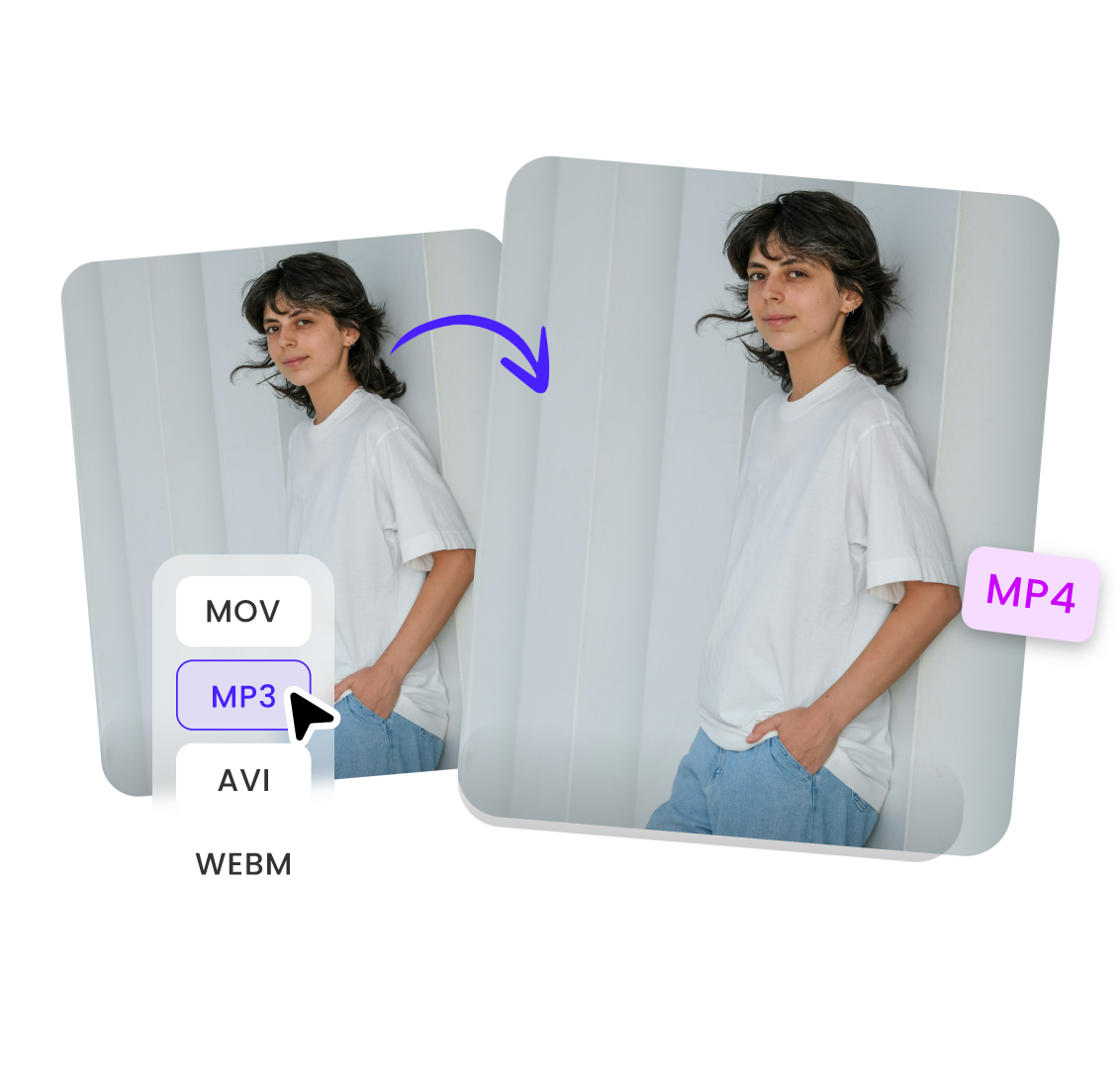 Convert a short haired cool girls mp3 file to mp4 format 1