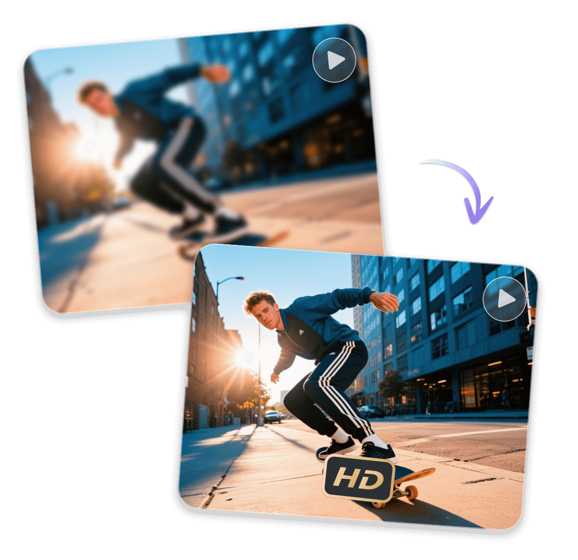 Преобразование видео с катающимся мальчиком в hd