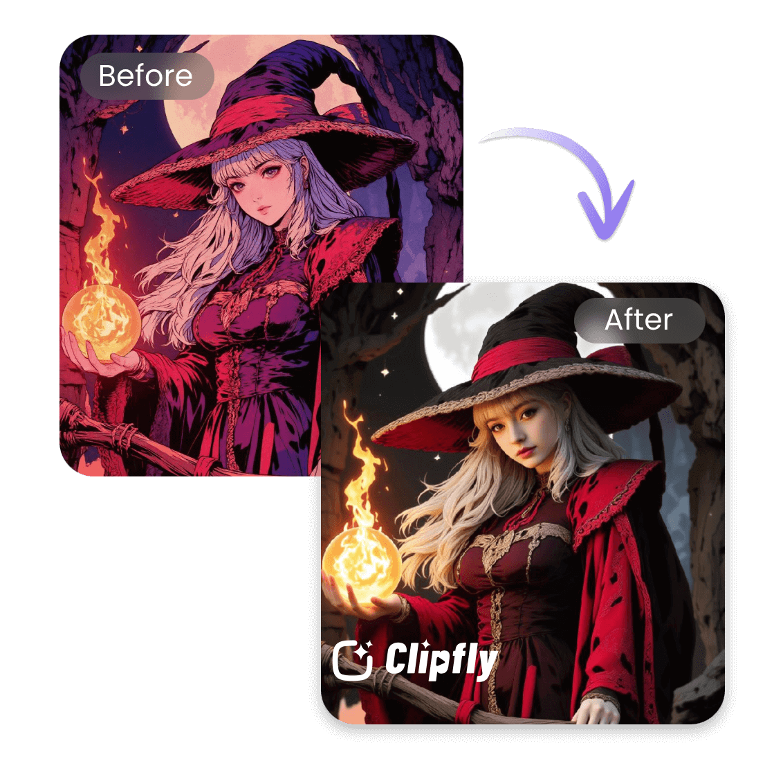 Convert an anime image of a magical girl into a realistic style