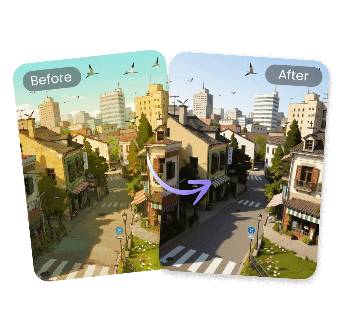 Convert an anime scene into a real one