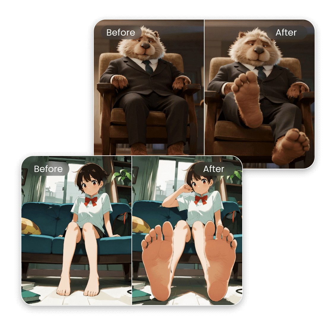 Convert different types of images into show feet images