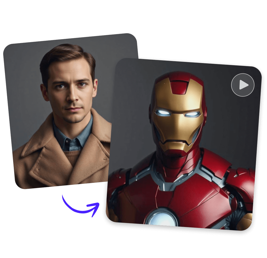 Convert photo of a man to iron man style with AI