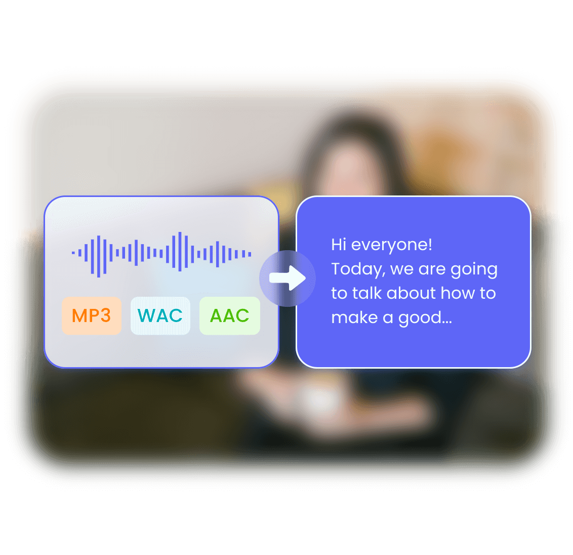 Convert various audio formats to text in clipfly