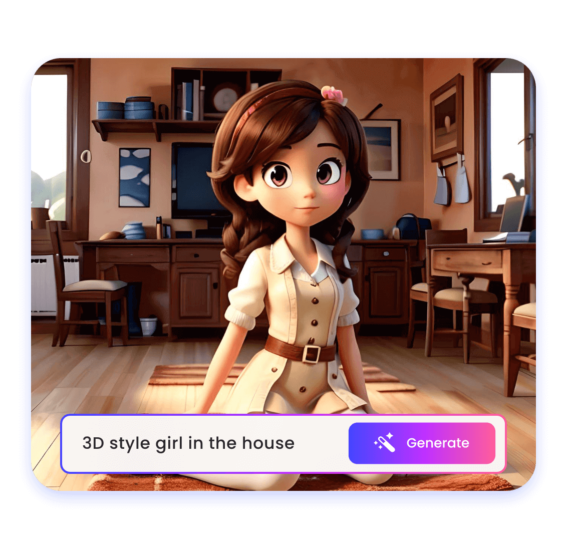 Crie uma garota 3d a partir de um texto no clipfly