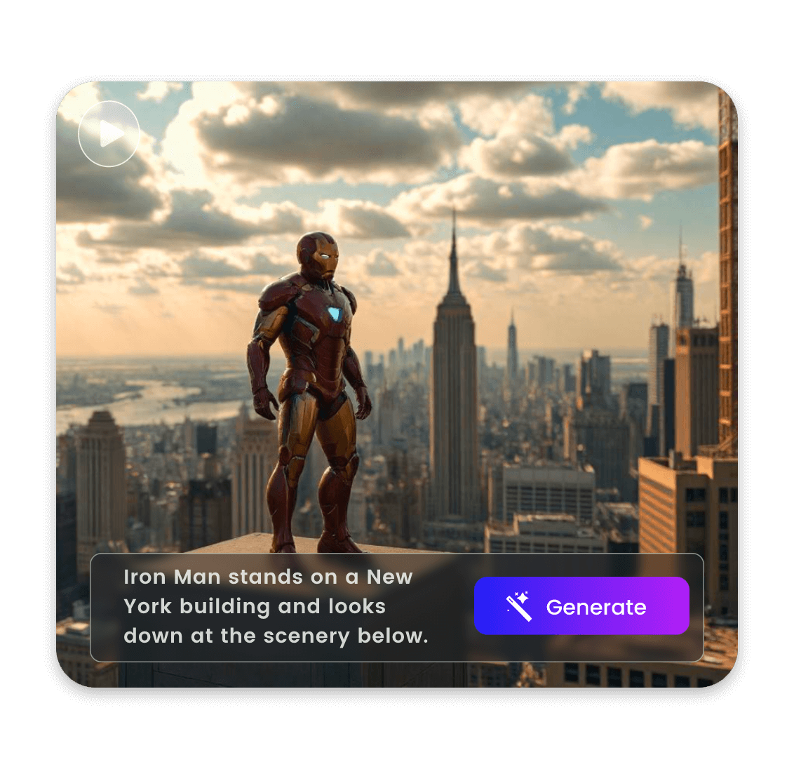 Create a brand new iron man story based on your imagination with ai video generator